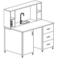 Стол пристенный химический на опорных тумбах 1800СПХп-ТЯ-ТД (пластик)