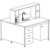 Стол островной химический на опорных тумбах 1500 СОХк-2ТЯ-2ТД (керамика KS-12)