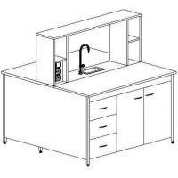 Стол островной химический на опорных тумбах 3000 СОХкм-2ТЯ-4ТД (Монолит. керамика)